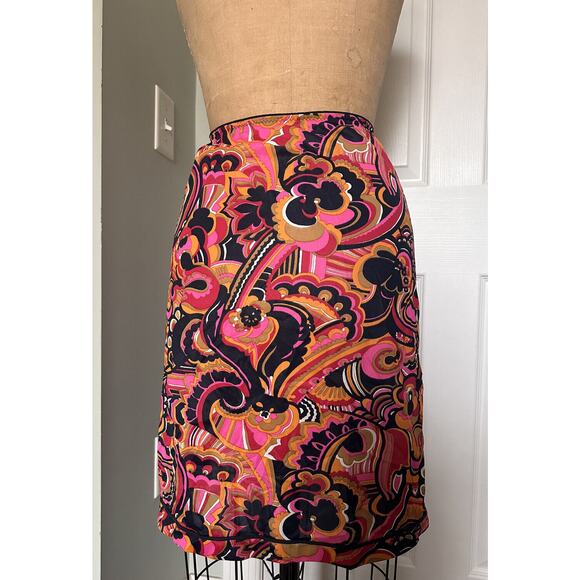 Vintage Hollywood Vasserette Skirt Slip Sz S Paisley Pink Blue Pattern Floral - Picture 5 of 11